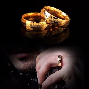 Lord of The Rings Stainless Steel Gold, Size 7